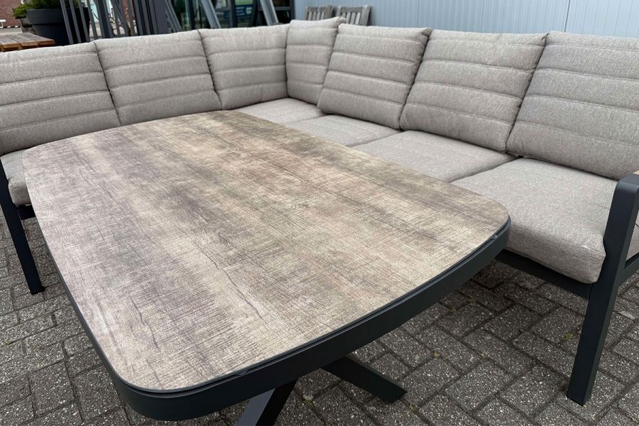 Cornerset Donna 3-delig – Aluminium met Taupe Kussens