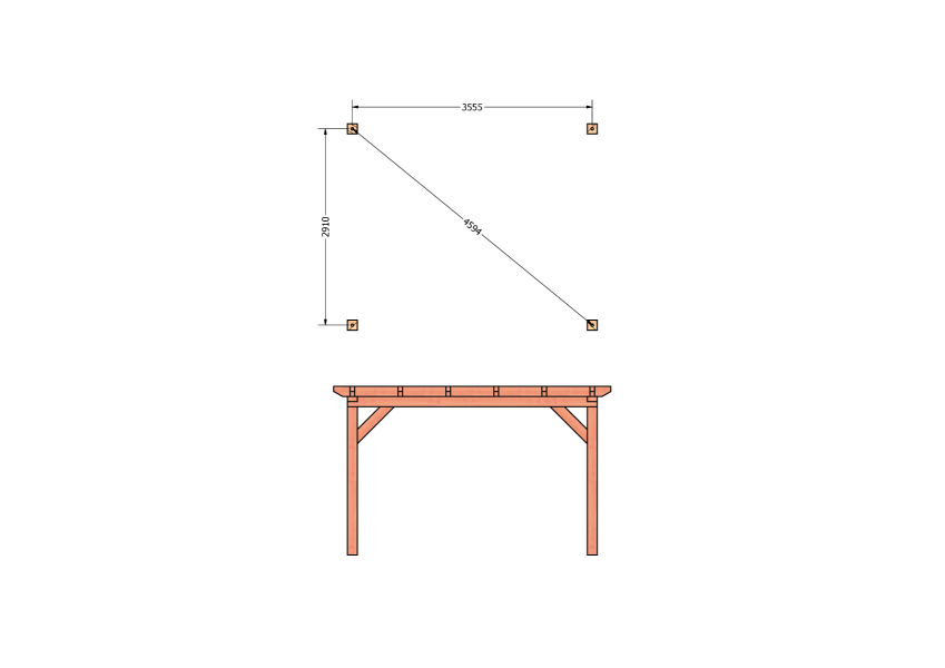 Bouwpakket overkapping 410,5x346 cm fijnbezaagd Douglas