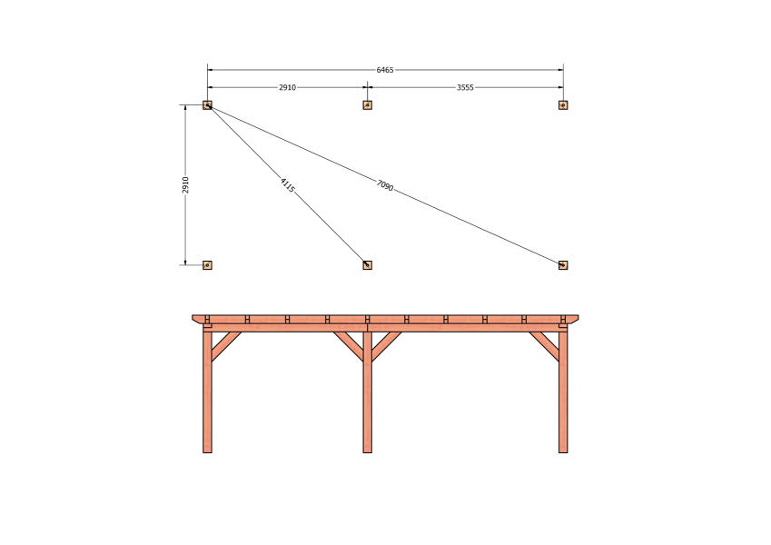 Bouwpakket overkapping 701,5x346 cm fijnbezaagd Douglas