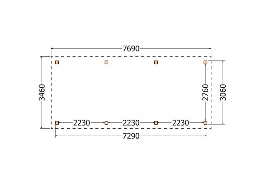 Bouwpakket overkapping 769x346 cm fijnbezaagd Douglas