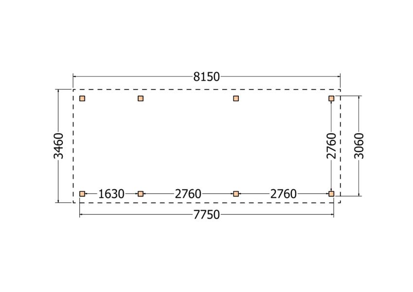 Bouwpakket overkapping 815x346 cm fijnbezaagd Douglas