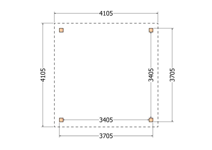 Bouwpakket overkapping 410,5x410,5 cm fijnbezaagd Douglas