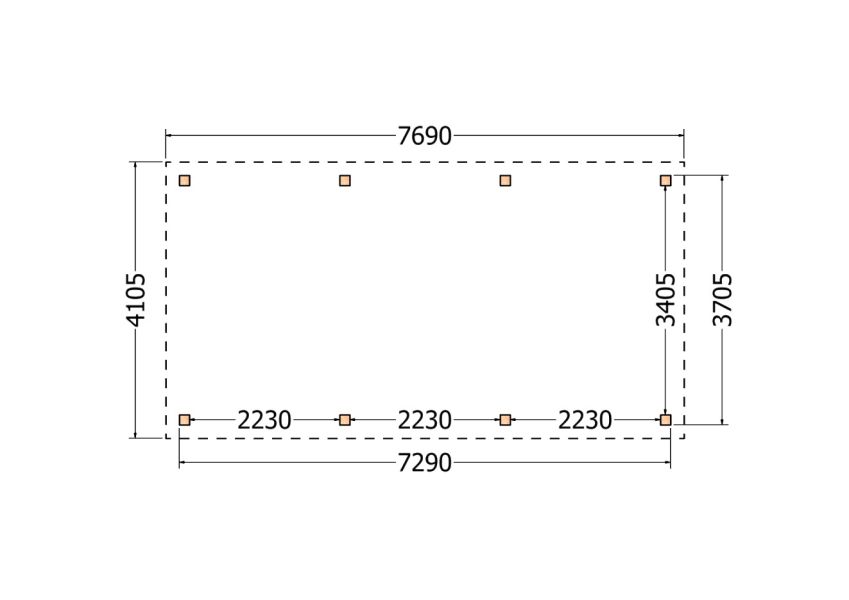 Bouwpakket overkapping 769x410,5 cm fijnbezaagd Douglas