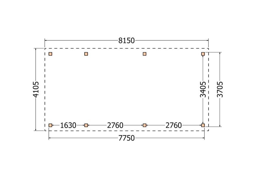 Bouwpakket overkapping 815x410,5 cm fijnbezaagd Douglas