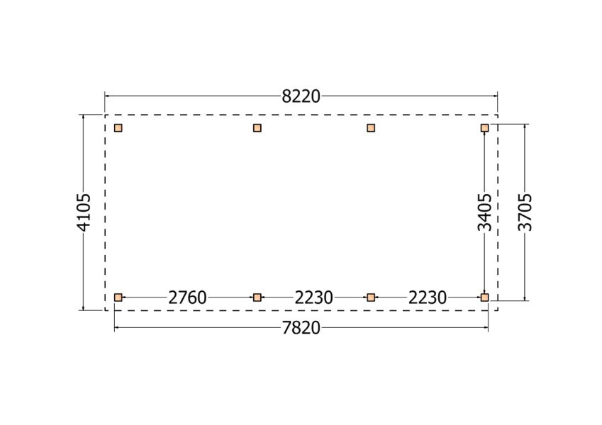 Bouwpakket overkapping 822x410,5 cm fijnbezaagd Douglas