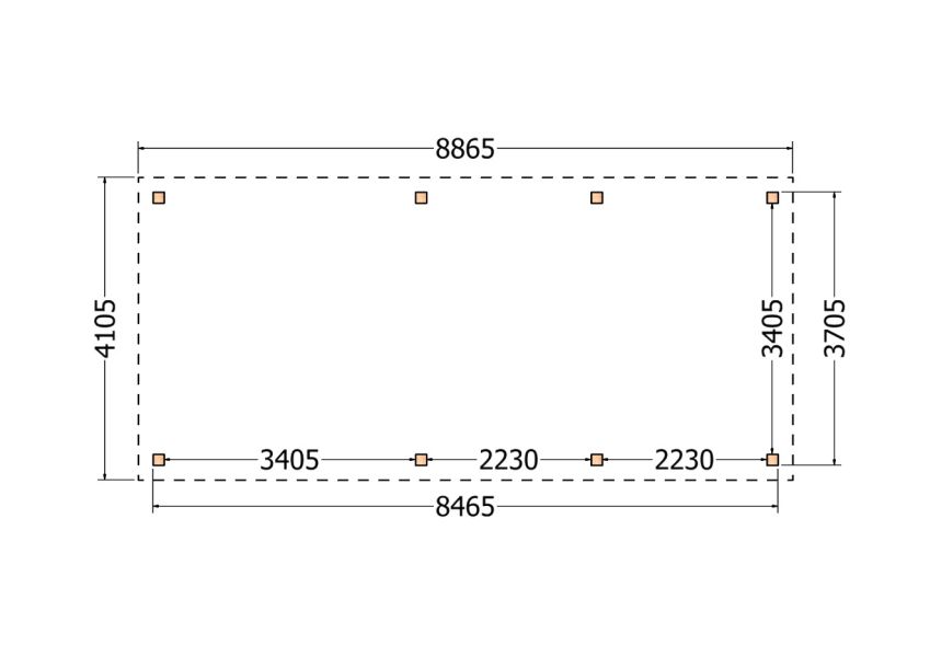 Bouwpakket overkapping 886,5x410,5 cm fijnbezaagd Douglas