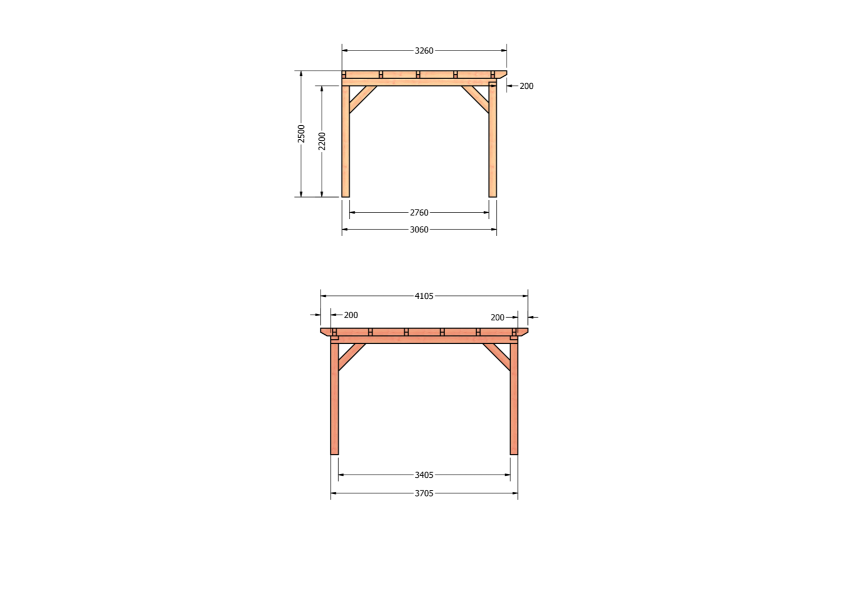 Bouwpakket aanbouwveranda 410,5x326 cm fijnbezaagd Douglas
