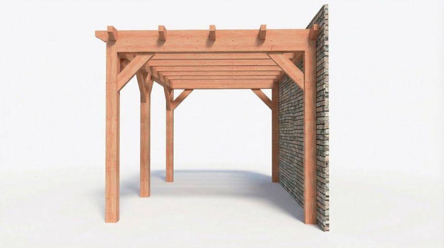 Bouwpakket aanbouwveranda 524x326 cm links fijnbezaagd Douglas