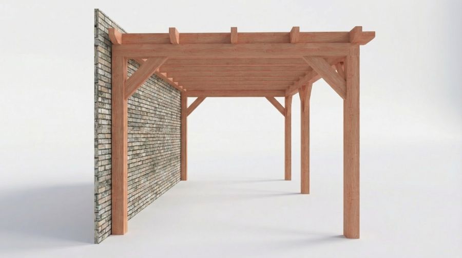Bouwpakket aanbouwveranda 588,5x326 cm rechts fijnbezaagd Douglas