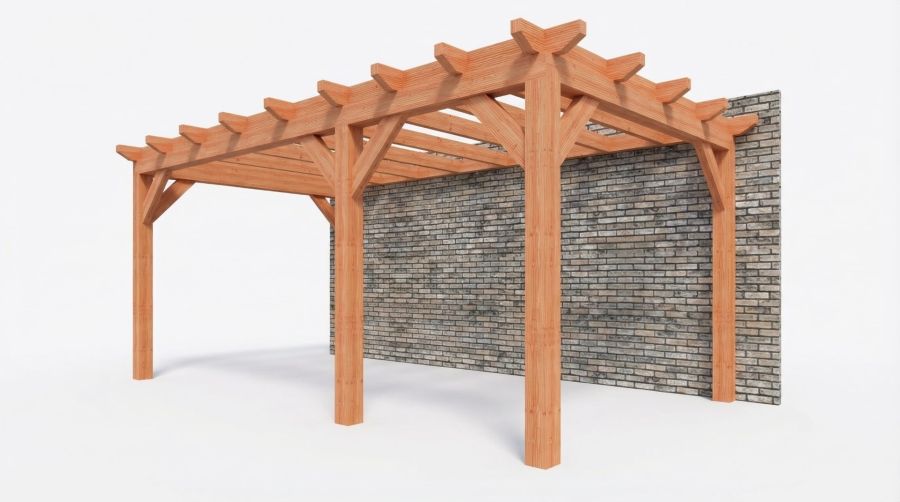 Bouwpakket aanbouwveranda 588,5x326 cm rechts fijnbezaagd Douglas