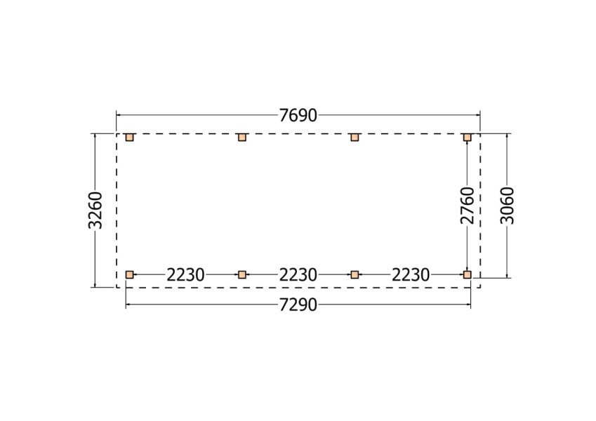 Bouwpakket aanbouwveranda 769x326 cm fijnbezaagd Douglas