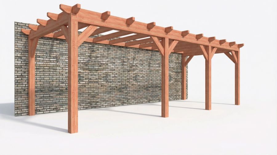 Bouwpakket aanbouwveranda 822x326 cm links fijnbezaagd Douglas