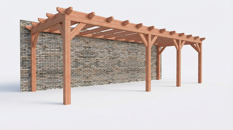 Bouwpakket aanbouwveranda 886,5x326 cm links fijnbezaagd Douglas
