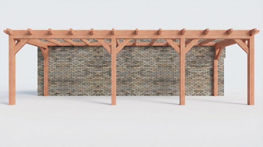 Bouwpakket aanbouwveranda 886,5x326 cm links fijnbezaagd Douglas