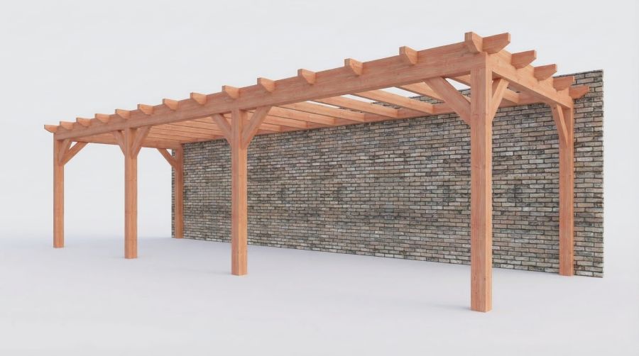 Bouwpakket aanbouwveranda 992,5x326 cm rechts fijnbezaagd Douglas