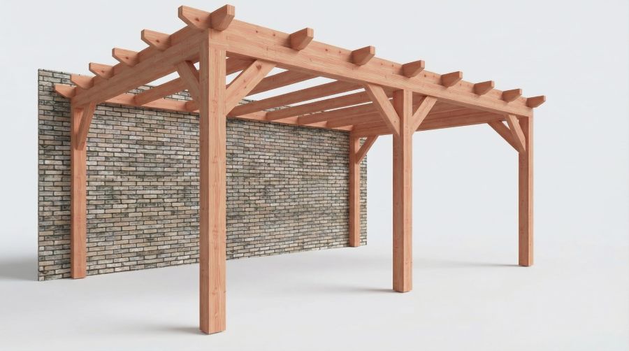 Bouwpakket aanbouwveranda 584x390,5 cm links fijnbezaagd Douglas