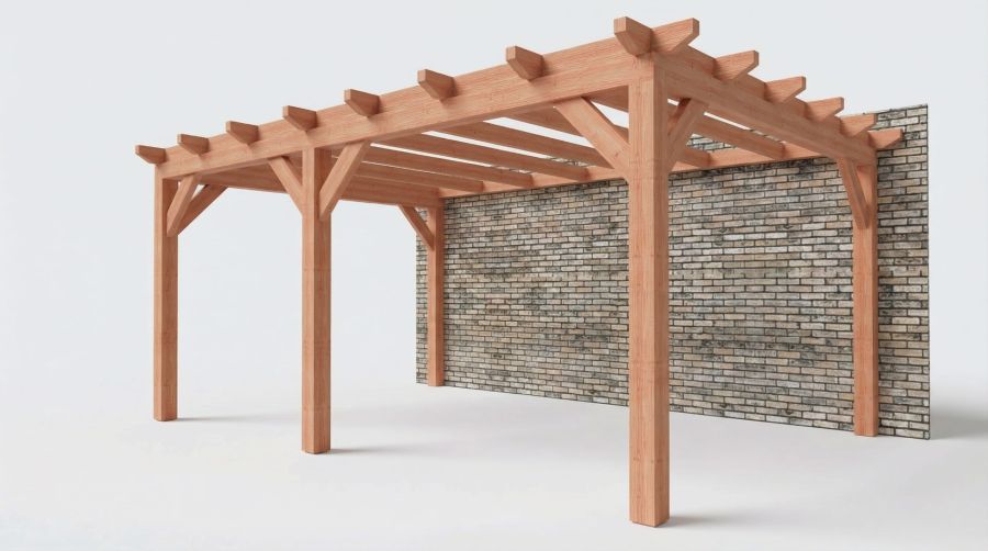 Bouwpakket aanbouwveranda 584x390,5 cm links fijnbezaagd Douglas
