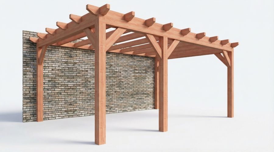 Bouwpakket aanbouwveranda 588,5x390,5 cm links fijnbezaagd Douglas