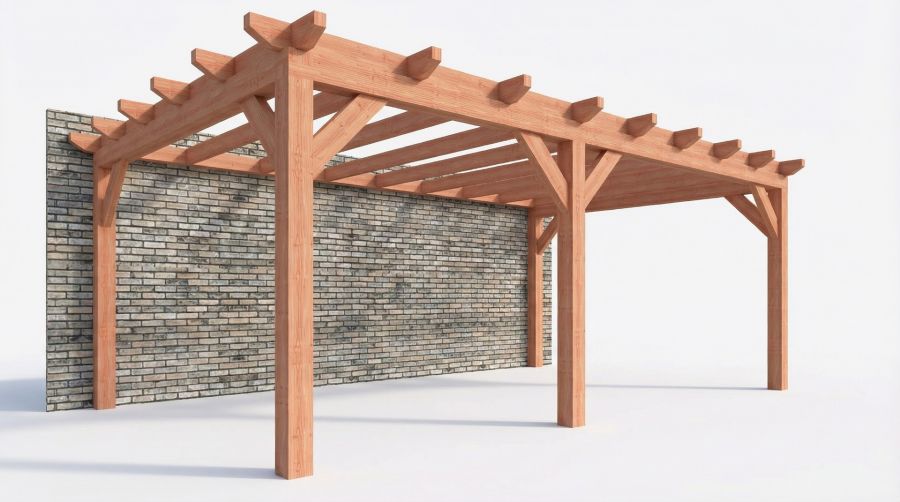 Bouwpakket aanbouwveranda 648,5x390,5 cm links fijnbezaagd Douglas