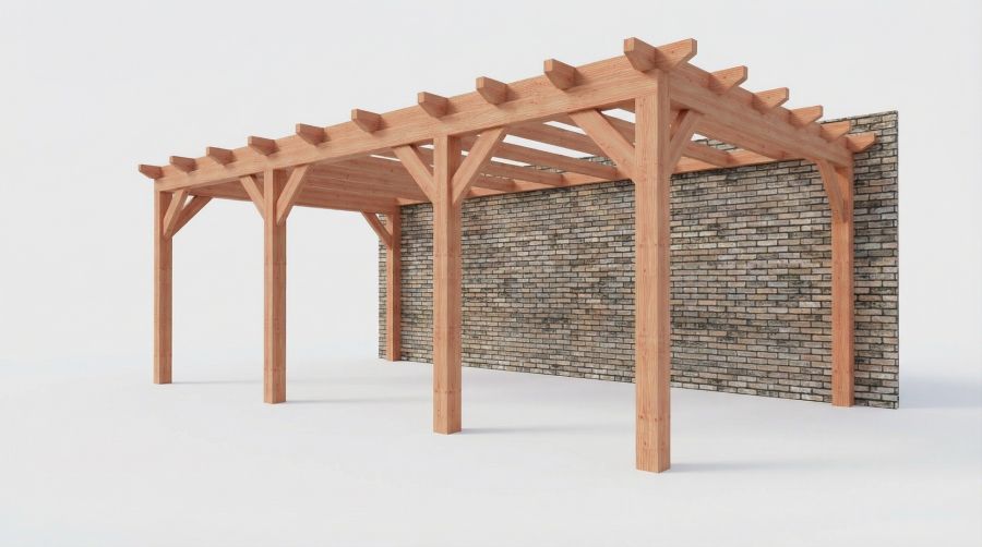 Bouwpakket aanbouwveranda 709x390,5 cm links fijnbezaagd Douglas