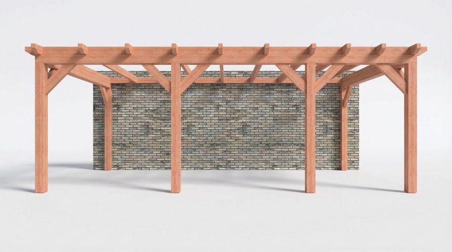 Bouwpakket aanbouwveranda 709x390,5 cm links fijnbezaagd Douglas