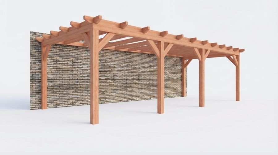 Bouwpakket aanbouwveranda 886,5x390,5 cm rechts fijnbezaagd Douglas