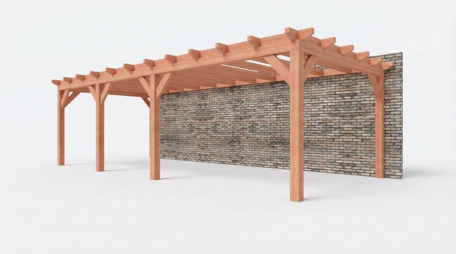 Bouwpakket aanbouwveranda 886,5x390,5 cm rechts fijnbezaagd Douglas