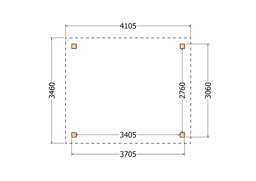 Bouwpakket kapschuur 410,5x346 cm fijnbezaagd Douglas