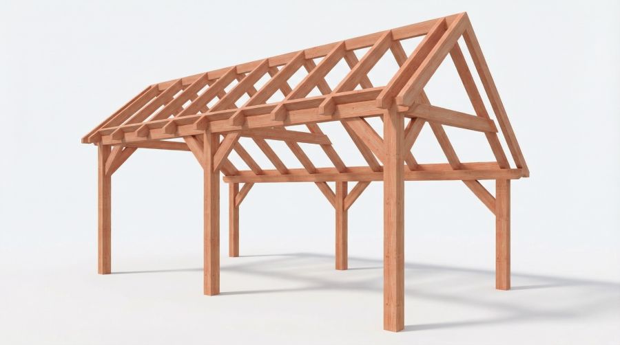 Bouwpakket kapschuur 637x346 cm fijnbezaagd Douglas
