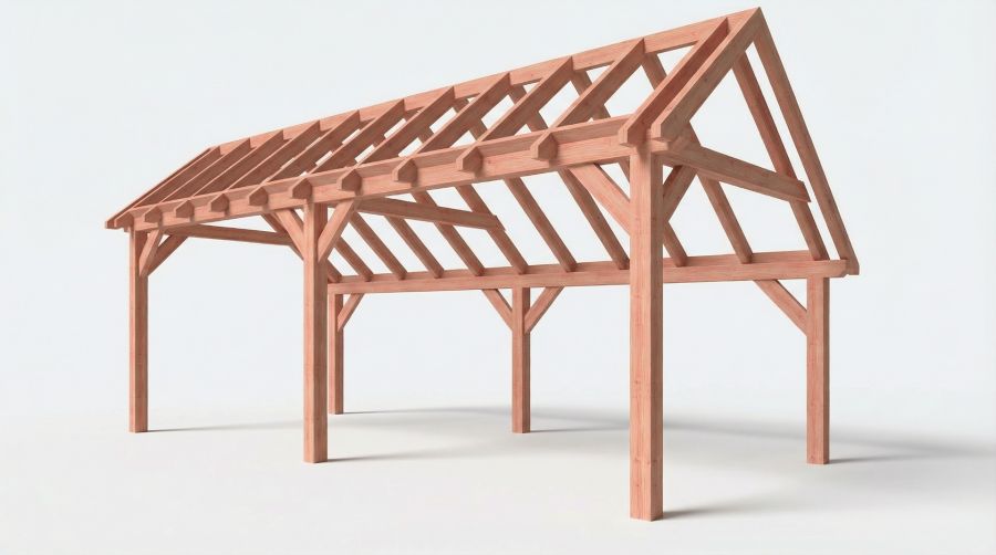 Bouwpakket kapschuur 766x346 cm fijnbezaagd Douglas