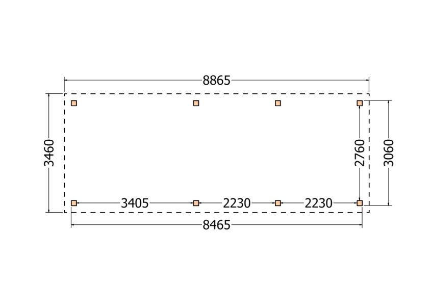 Bouwpakket kapschuur 886,5x346 cm fijnbezaagd Douglas