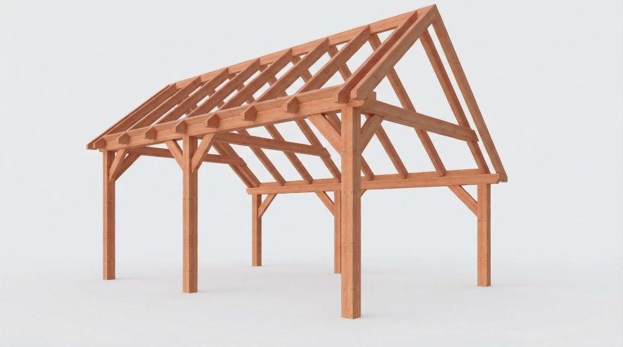 Bouwpakket kapschuur 584x410,5 cm fijnbezaagd Douglas