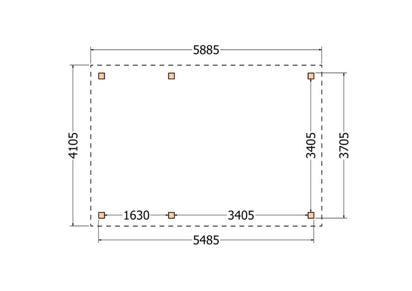 Bouwpakket kapschuur 588,5x410,5 cm fijnbezaagd Douglas