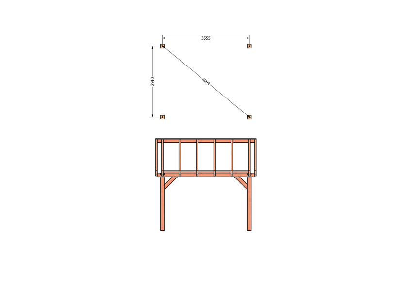 Bouwpakket zadeldak 410,5x346 cm fijnbezaagd Douglas