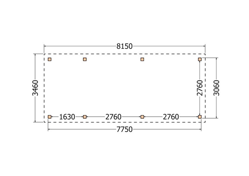 Bouwpakket zadeldak 815x346 cm fijnbezaagd Douglas