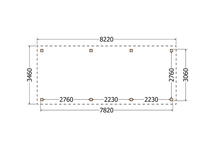 Bouwpakket zadeldak 822x346 cm fijnbezaagd Douglas