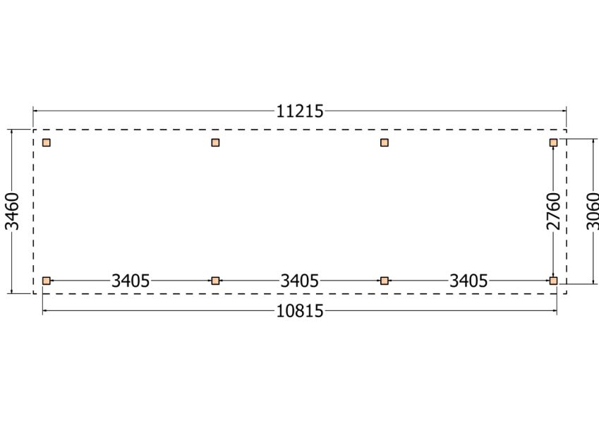 Bouwpakket zadeldak 1121,5x346 cm fijnbezaagd Douglas