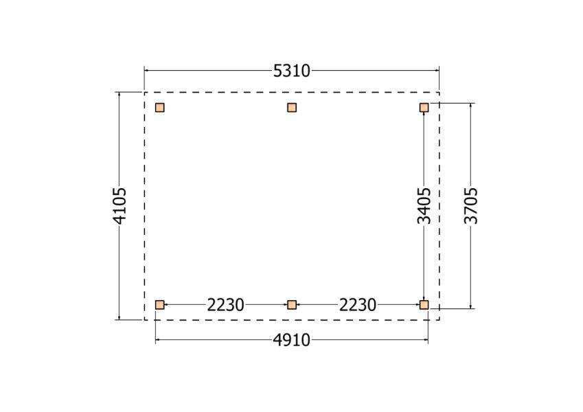 Bouwpakket zadeldak 531x410,5 cm fijnbezaagd Douglas