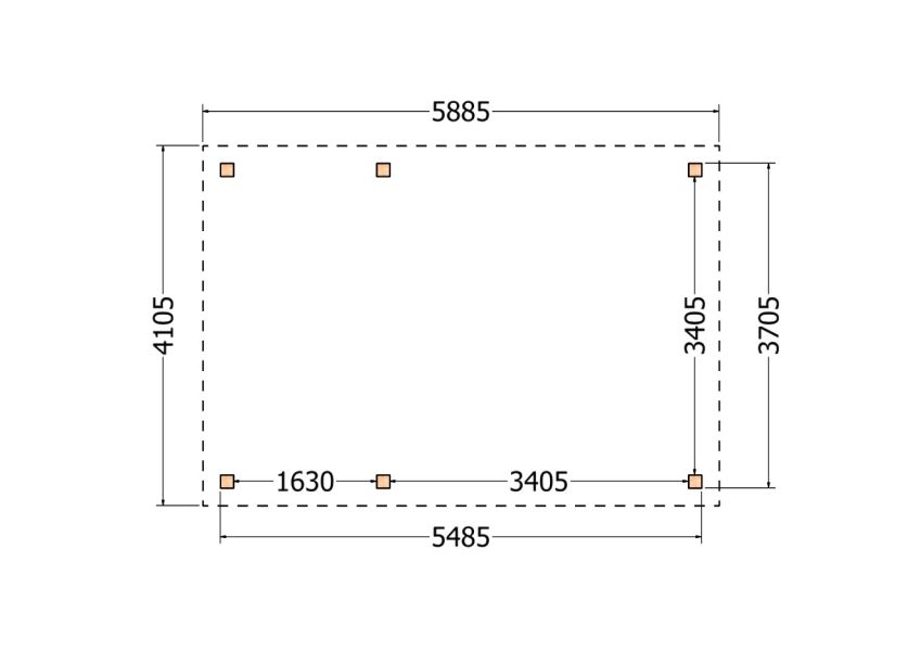 Bouwpakket zadeldak 588,5x410,5 cm fijnbezaagd Douglas