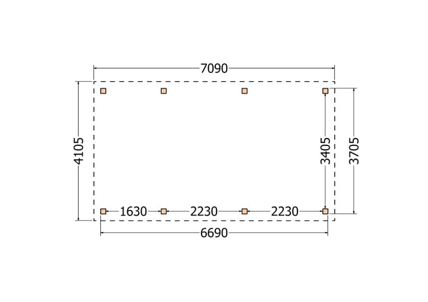 Bouwpakket zadeldak 709x410,5 cm fijnbezaagd Douglas