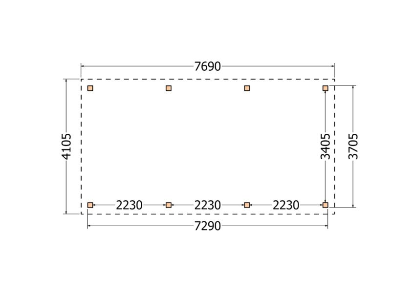 Bouwpakket zadeldak 769x410,5 cm fijnbezaagd Douglas
