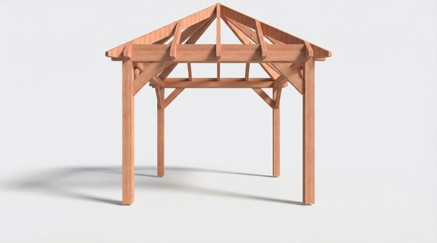 Bouwpakket schilddak 346x346 cm fijnbezaagd Douglas