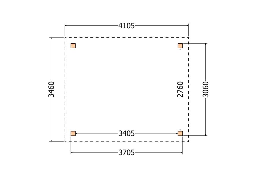 Bouwpakket schilddak 410,5x346 cm fijnbezaagd Douglas