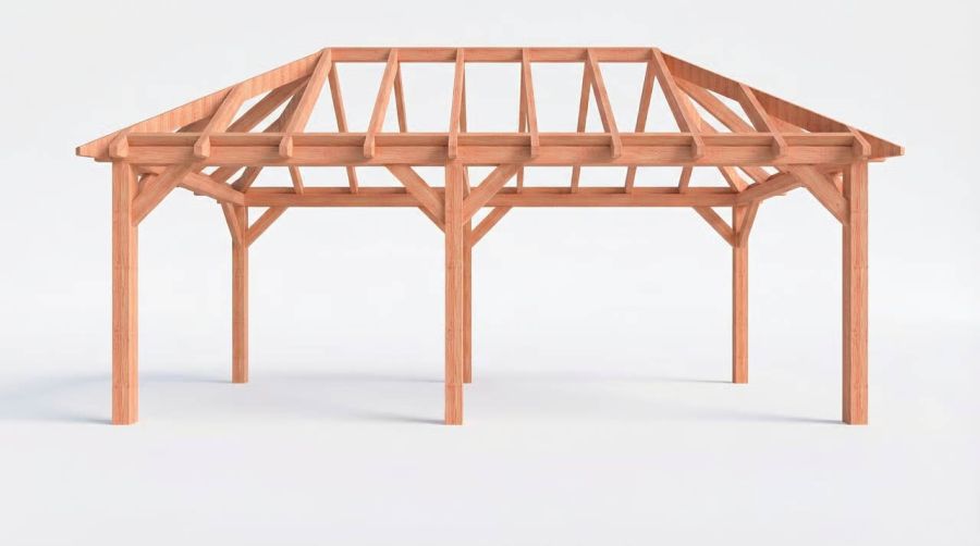 Bouwpakket schilddak 701,5x346 cm fijnbezaagd Douglas