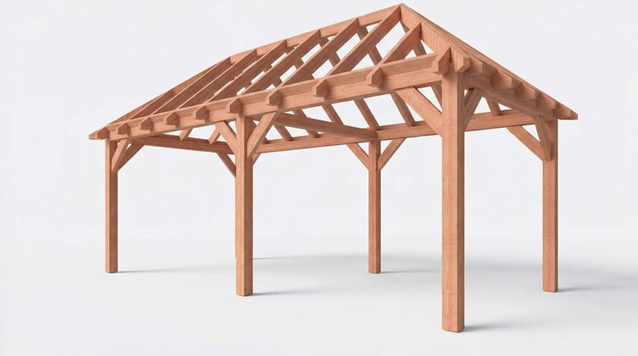 Bouwpakket schilddak 766x346 cm fijnbezaagd Douglas