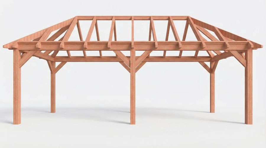Bouwpakket schilddak 766x346 cm fijnbezaagd Douglas