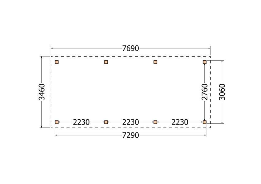 Bouwpakket schilddak 769x346 cm fijnbezaagd Douglas