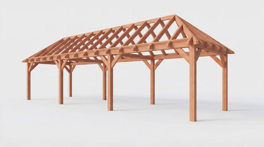 Bouwpakket schilddak 1121,5x346 cm fijnbezaagd Douglas