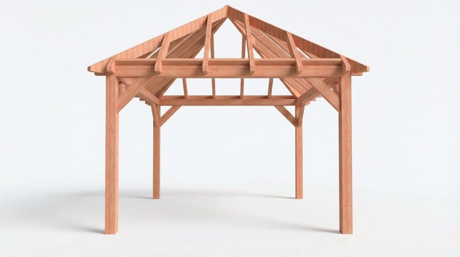 Bouwpakket schilddak 410,5x410,5 cm fijnbezaagd Douglas