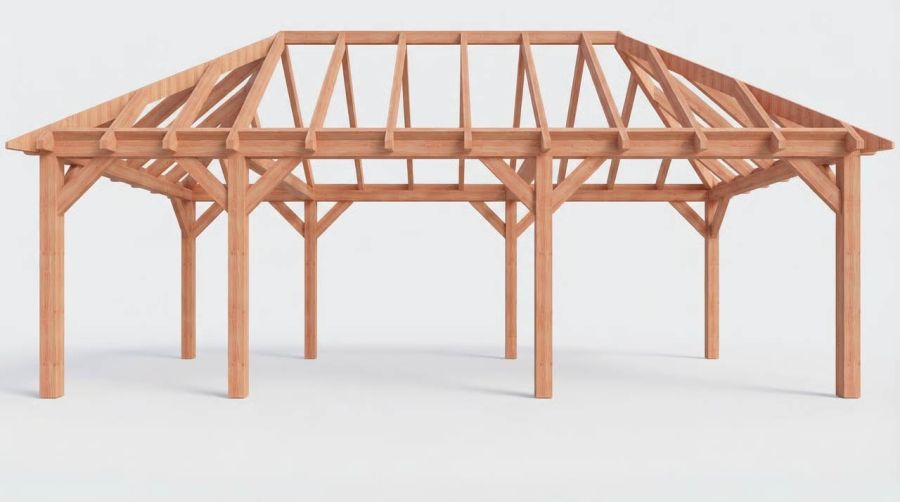Bouwpakket schilddak 815x410,5 cm fijnbezaagd Douglas